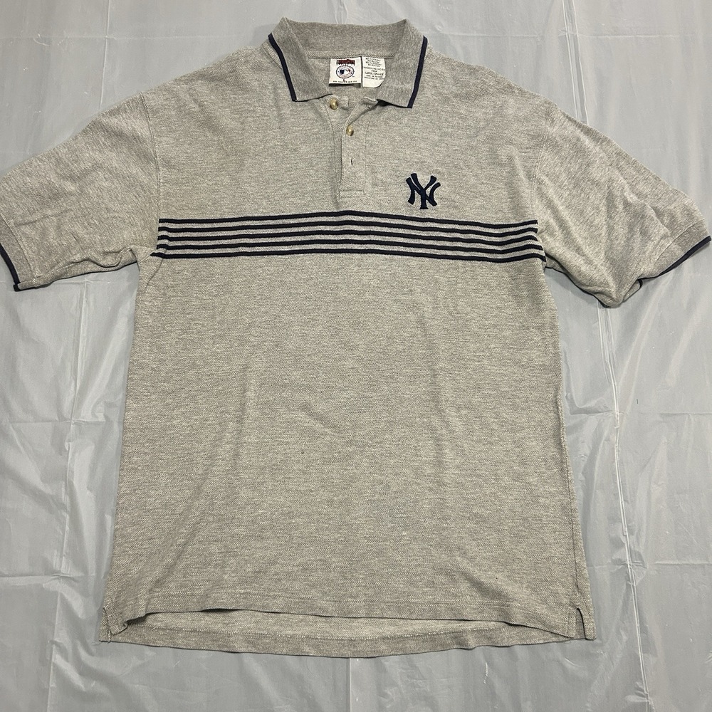 Vintage 90s Knights Athletics New York Yankees Polo Shirt Men's Large Gray